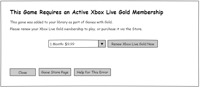 Allow the user to fix the problem from the error dialog by renewing their Xbox Live Gold membership right here or by purchasing the game from the Store.