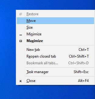 Selecting Move in Chrome's Menu